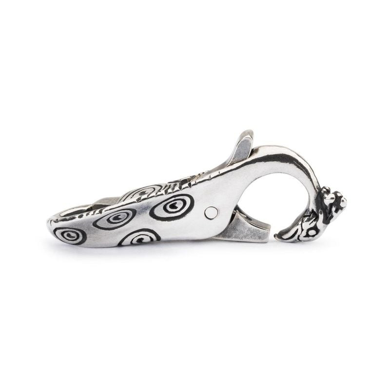 Fermoir Bracelet Trollbeads Paon Argenté en argent sterling 925, design paon, sur fond blanc.