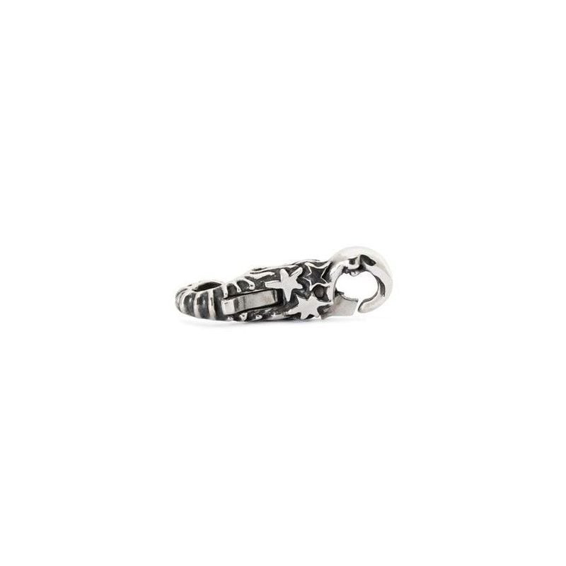 Packshot du Fermoir Trollbeads Soleil Lune et Étoiles Argenté en argent sterling sur fond blanc