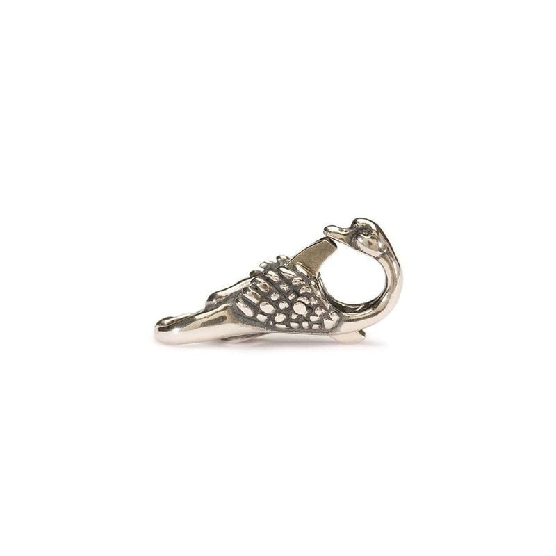 Fermoir Cygne Trollbeads en argent sterling 925, courbe du cou élégante et corps texturé.