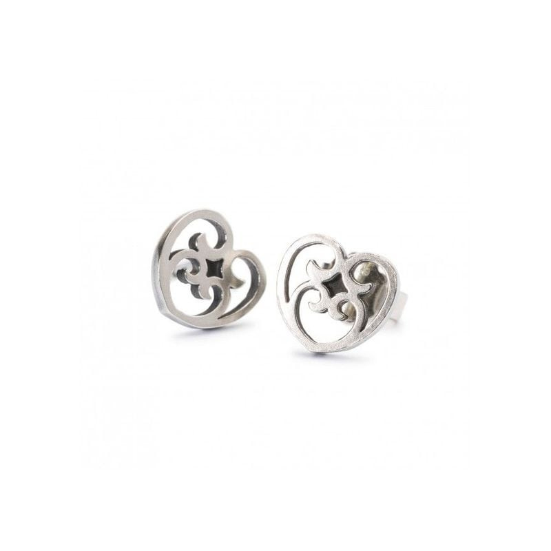 Packshot des Puces d'oreilles Trollbeads Passion Wonder Cœur Argenté en argent sterling 925