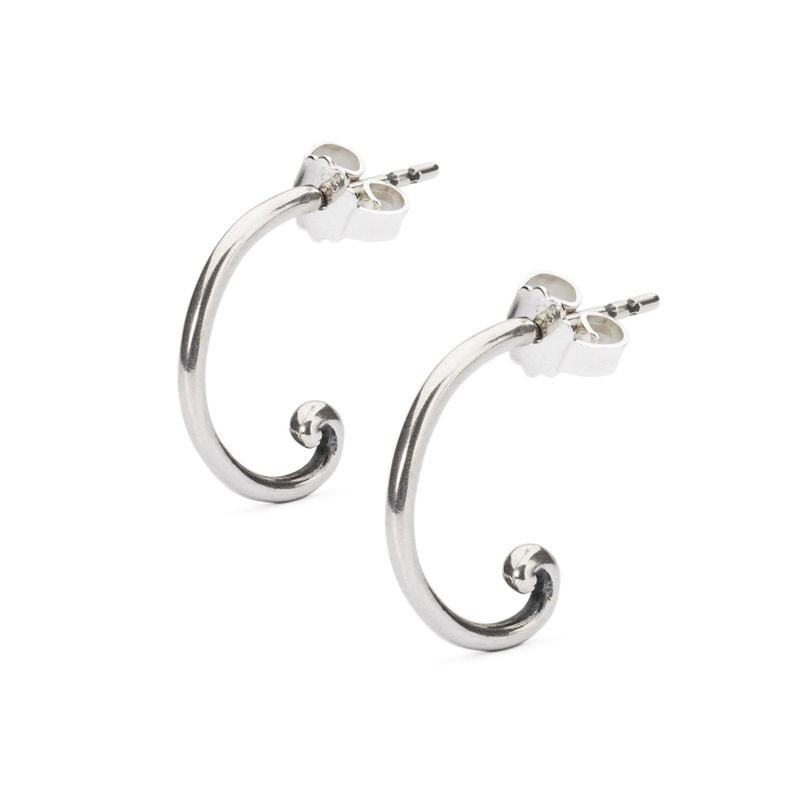 Paire de crochets de boucles d'oreilles Trollbeads en argent sterling à spirale avec fermoirs papill