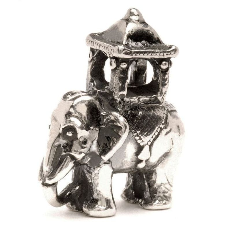 Charm Trollbeads Éléphant des Indes en argent sterling représentant un éléphant portant un palanquin