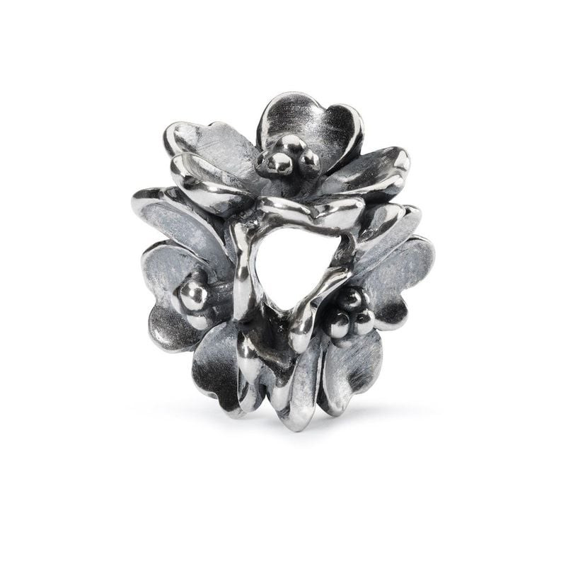 Perle de charme Trollbeads Pommier en fleurs en argent sterling avec pétales et étamines finement dé