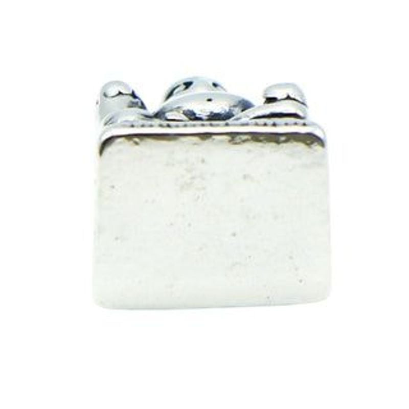 Vue détaillée de la Bille Charm Trollbeads Bouddha Argenté en argent sterling 925, symbole de sagess