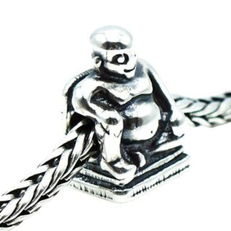 Bille Charm Trollbeads Bouddha Argenté en argent 925 sur bracelet, ambiance zen