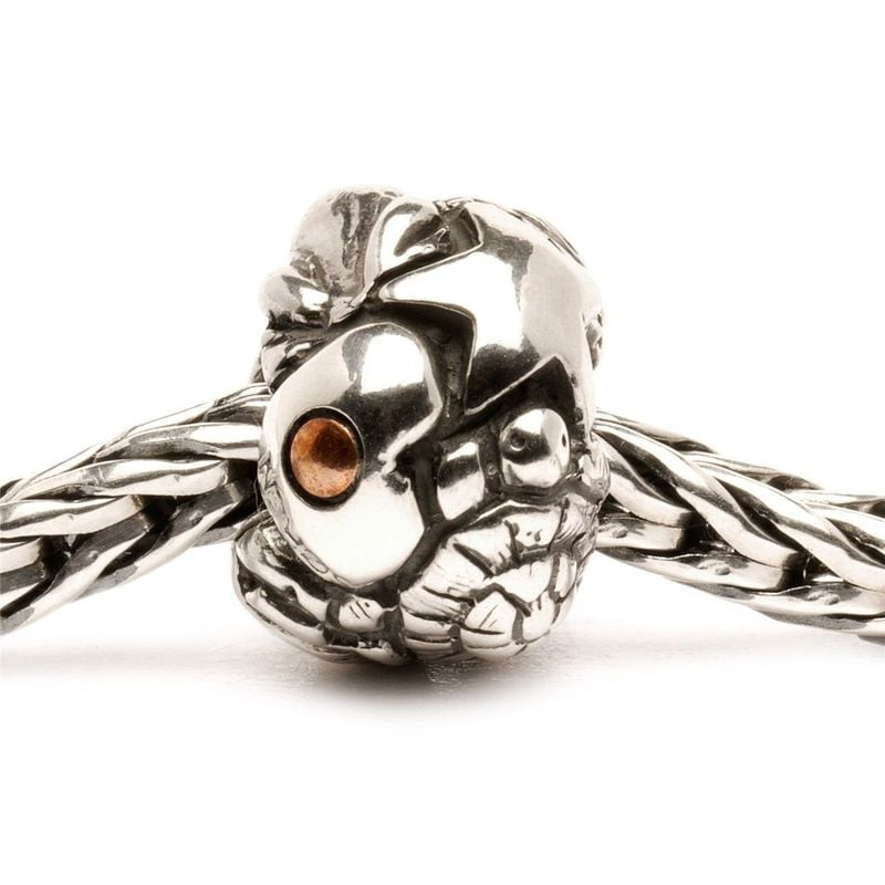 Bille Trollbeads Symboles en argent sur chaîne tressée, motif grenouille et détail œil en cuivre