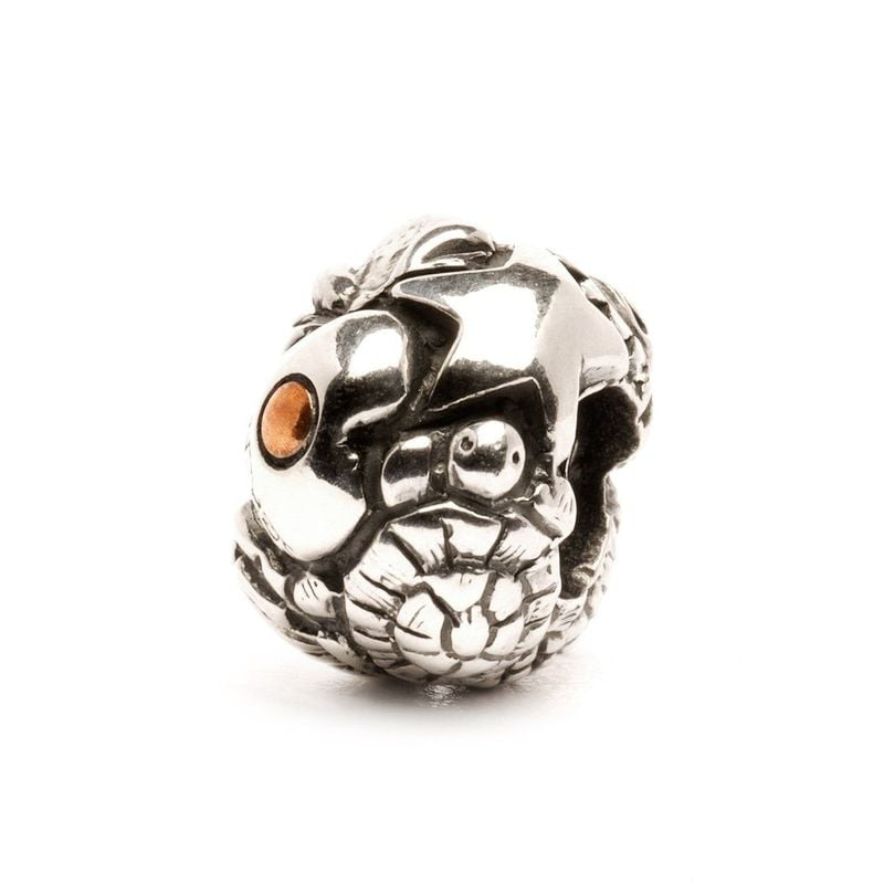 Bille Trollbeads Symboles en argent sterling avec motif de grenouille sculpté et œil en cuivre chaud