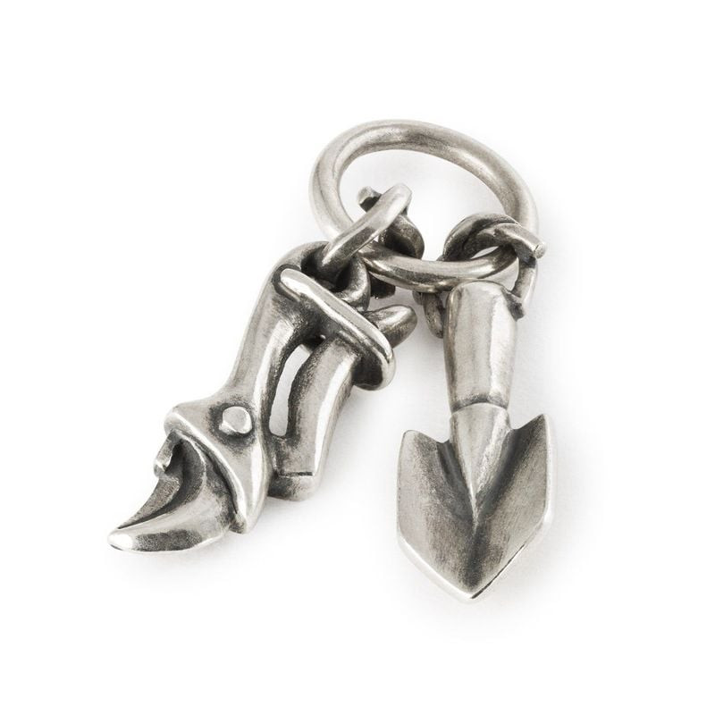 Pendentif Trollbeads Doigts Verts Argenté en argent 925 avec sécateurs et pelle miniature