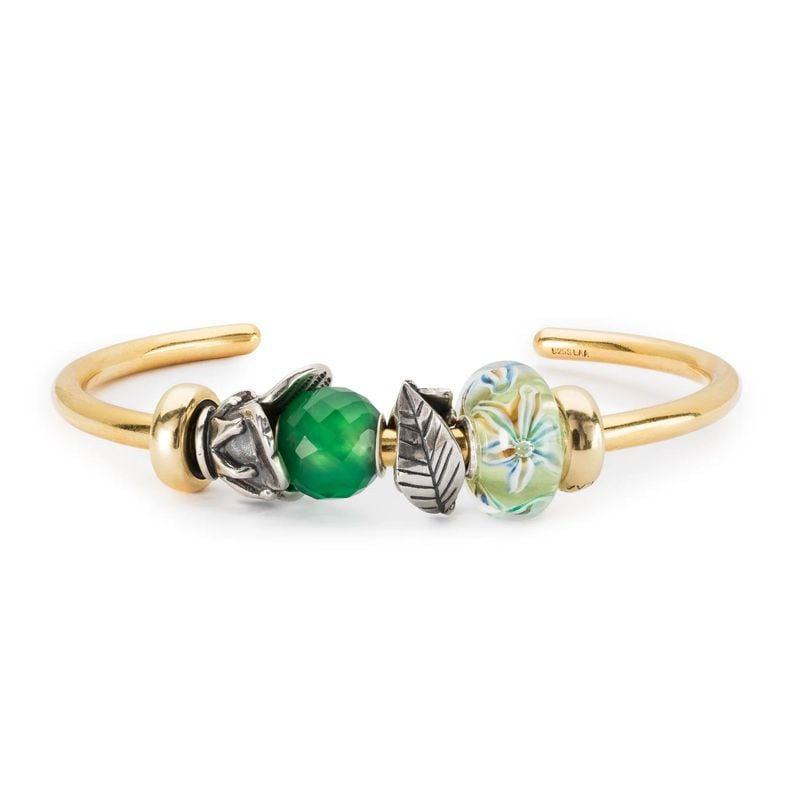 Perle Trollbeads Chapeau de Bouffon Argenté en argent sterling 925, bijou artisanal au design floral