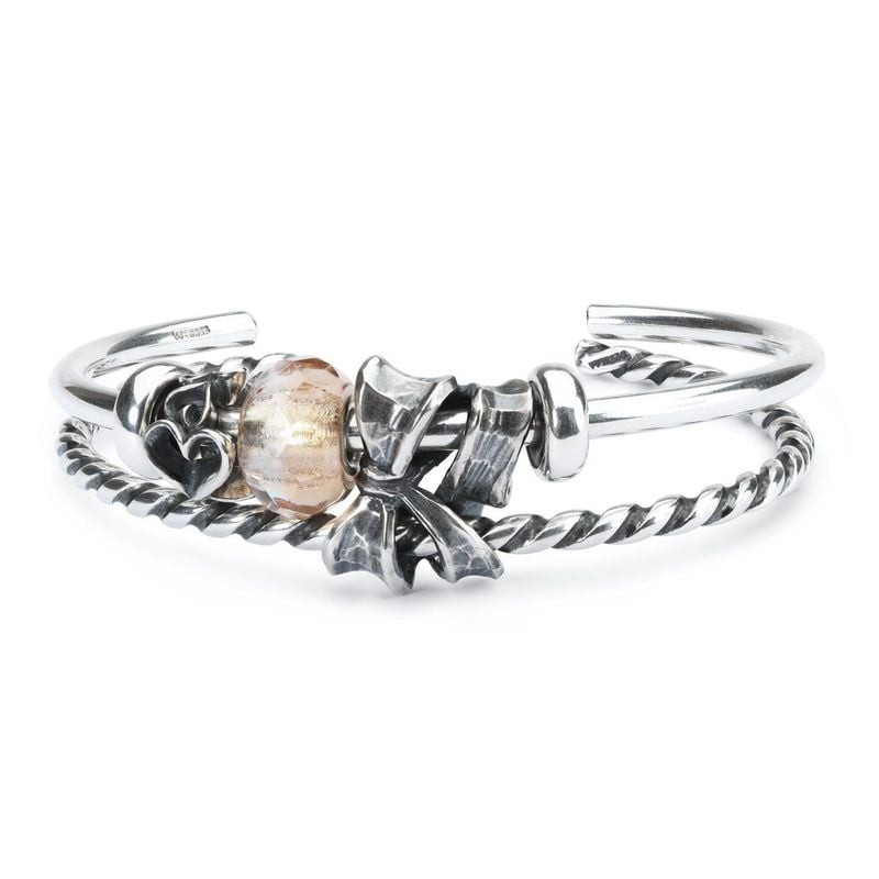 Perle Trollbeads Nœud Double Argenté en argent 925, perle de liaison reliant deux bracelets