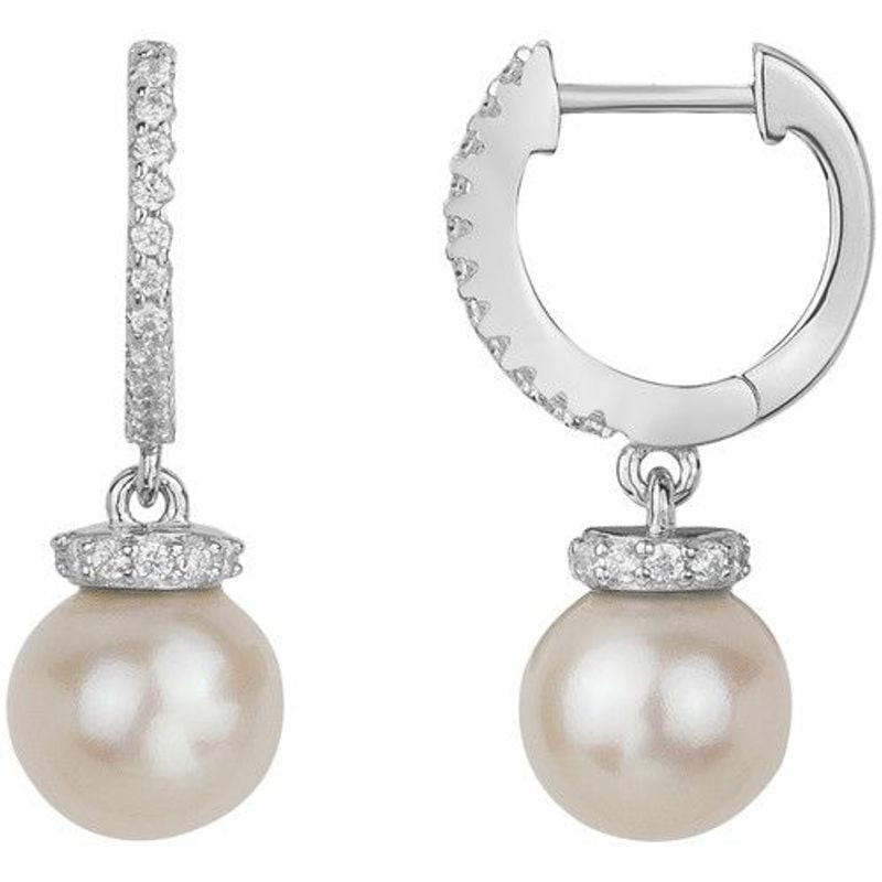 Boucles d'oreilles pendantes Griffe Rouge perles argent 925 avec oxydes de zirconium.
