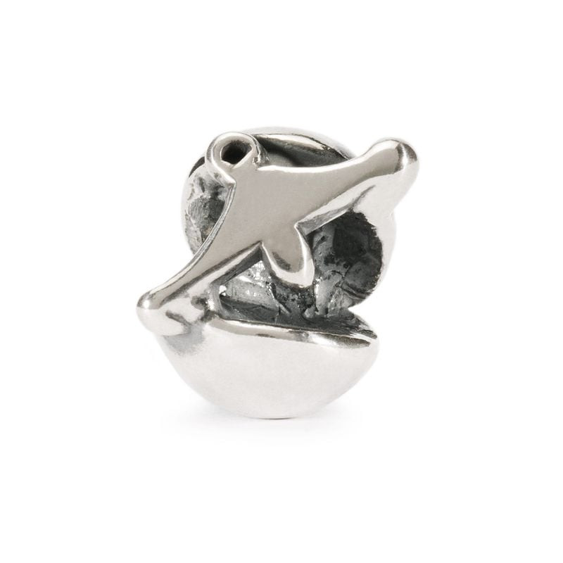 Charme Trollbeads Balance en argent sterling avec motif de plateaux de balance et détails oxydés sur