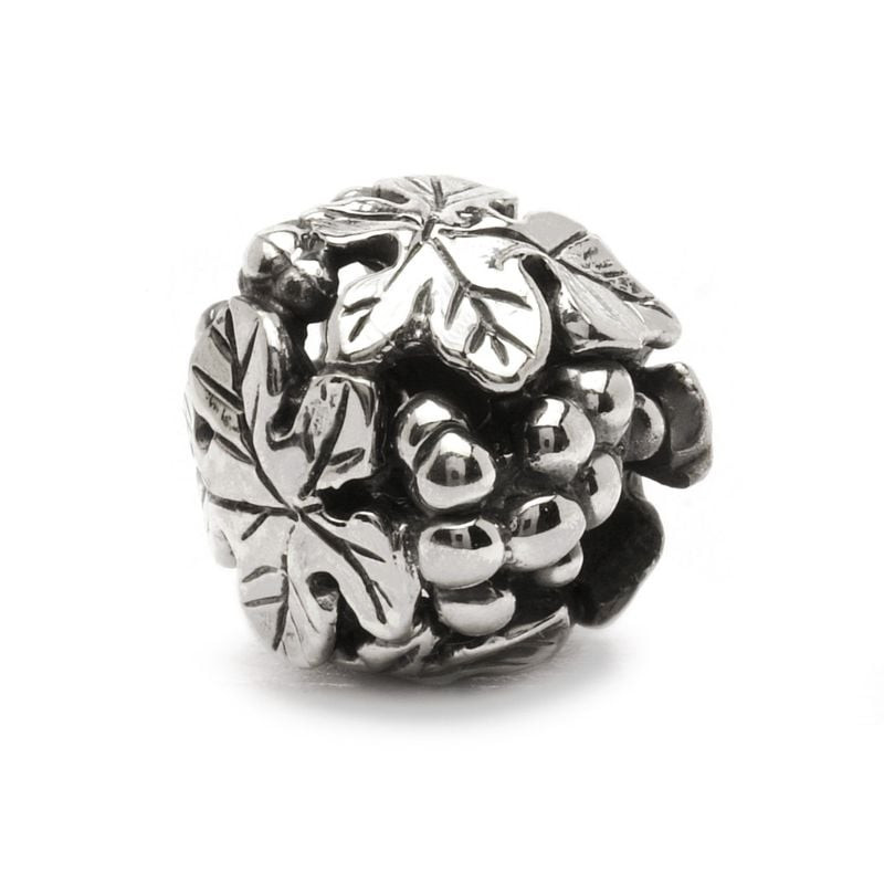 Packshot de la Perle Trollbeads Vendemmia Raisins Argenté en argent sterling, motif raisin