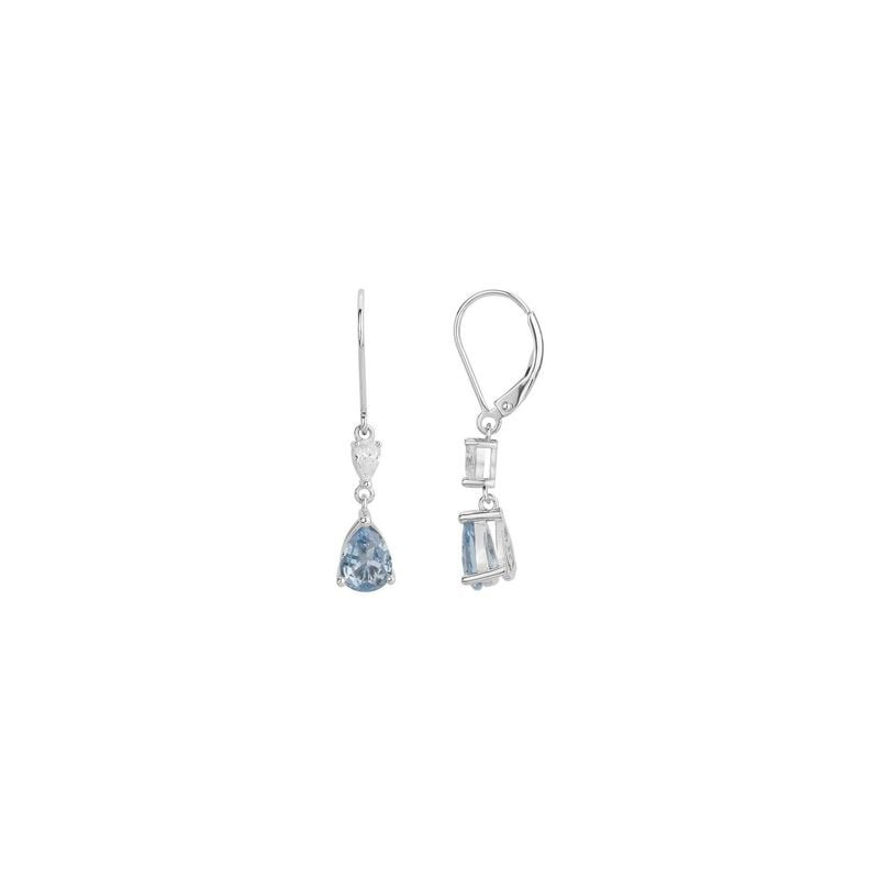 Paire de boucles d'oreilles pendantes Griffe Rouge en argent 925/1000 avec pierre topaze bleue et ox