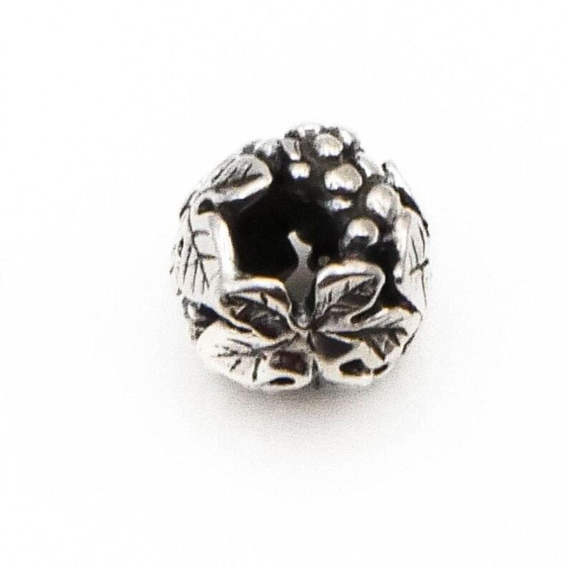 Perle Trollbeads Vendemmia Raisins Argenté en argent sterling, motif grappes de raisin et feuilles d