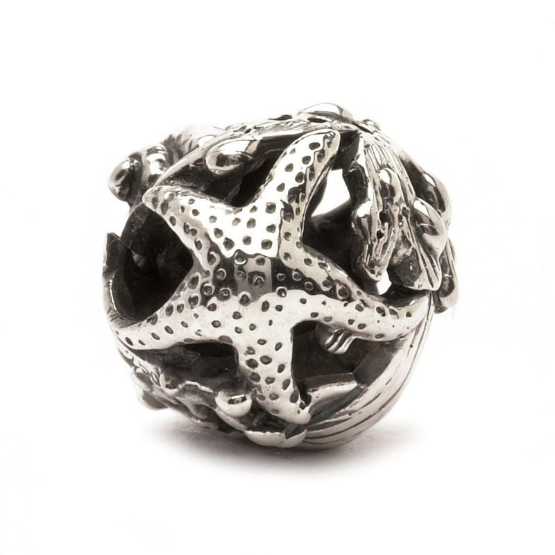 Bille Trollbeads Trésors en argent 925/1000 avec étoile de mer texturée et coquille Saint-Jacques su