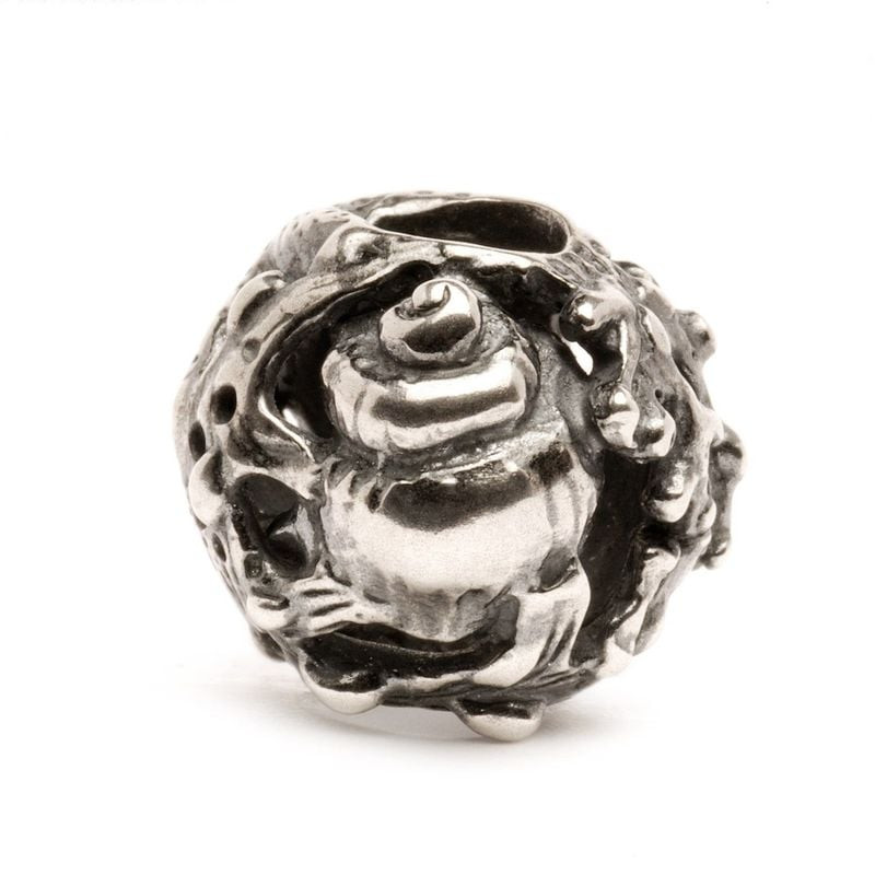 Bille Trollbeads Trésors en argent sterling avec coquillage spiralé et détails de berniques sur fond