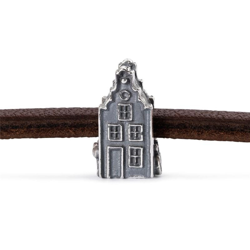 Packshot de la perle de charme Trollbeads Maison de canal argenté, argent sterling 925