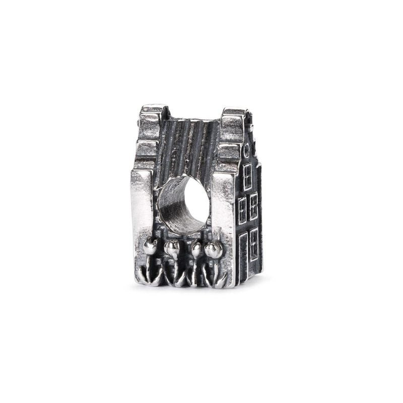 Packshot de la perle de charme Trollbeads Maison de canal argenté en argent sterling 925, bijou de l