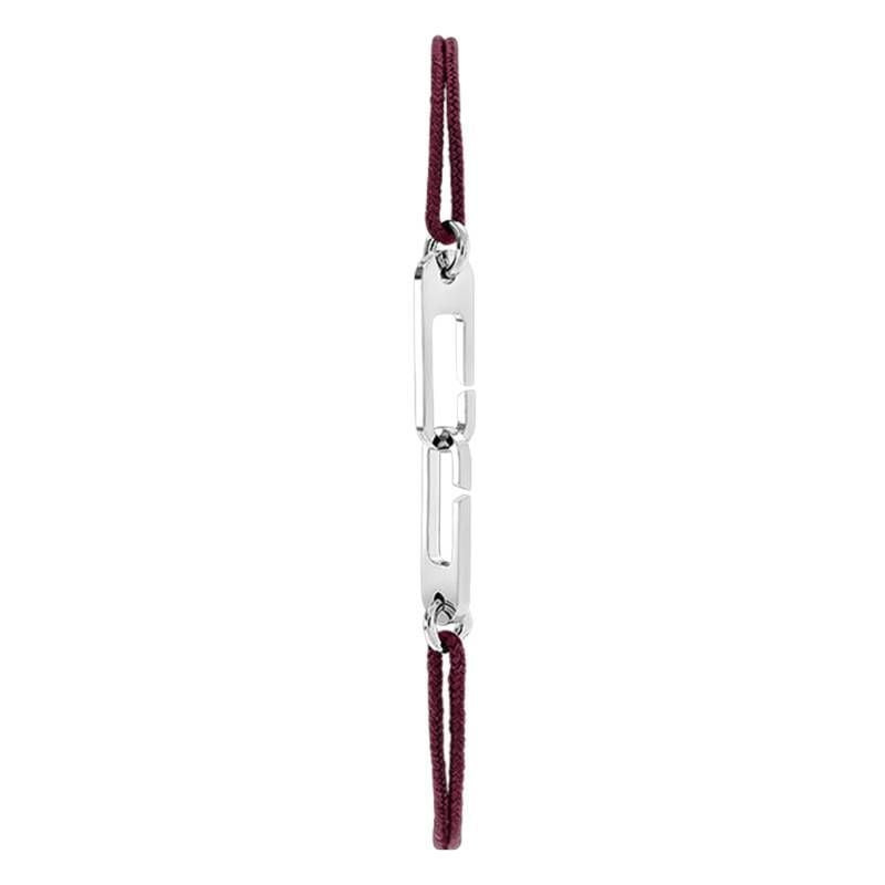 Détail du Bracelet cordon OSMOSE BY OLIVIER LAFOND argenté rouge : maillons entrelacés en argent et 