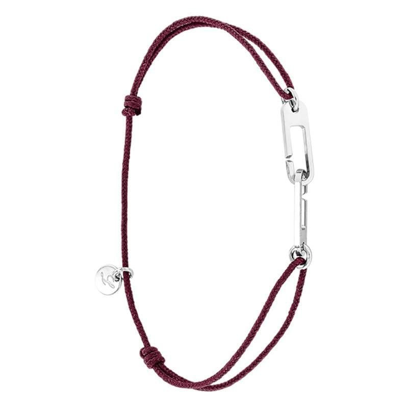 Bracelet cordon OSMOSE BY OLIVIER LAFOND argenté rouge, vue packshot sur fond neutre, bijou fait mai