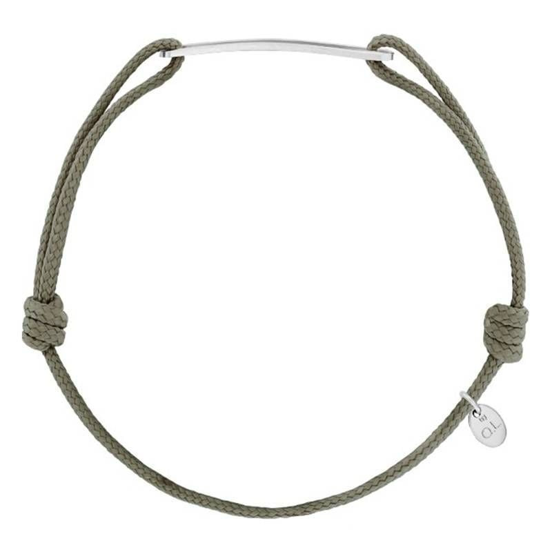 Bracelet en paracorde kaki avec barre Figaro incurvée en argent 925 brossé et nœuds coulissants, à p
