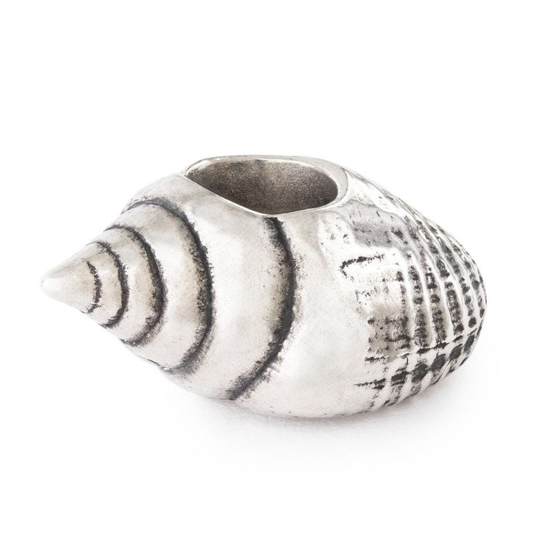 Packshot de la Perle Charm Trollbeads Coquillage Argenté en argent sterling 925, bijou marin Trollbe