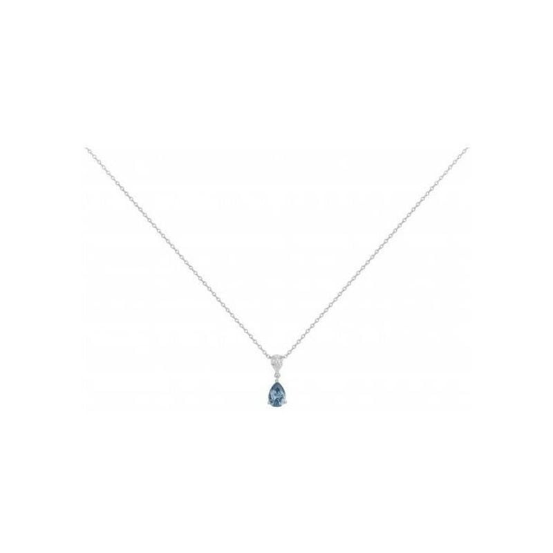 Collier Griffe Rouge en argent 925 avec pendentif topaze bleue en forme de poire et oxydes de zircon