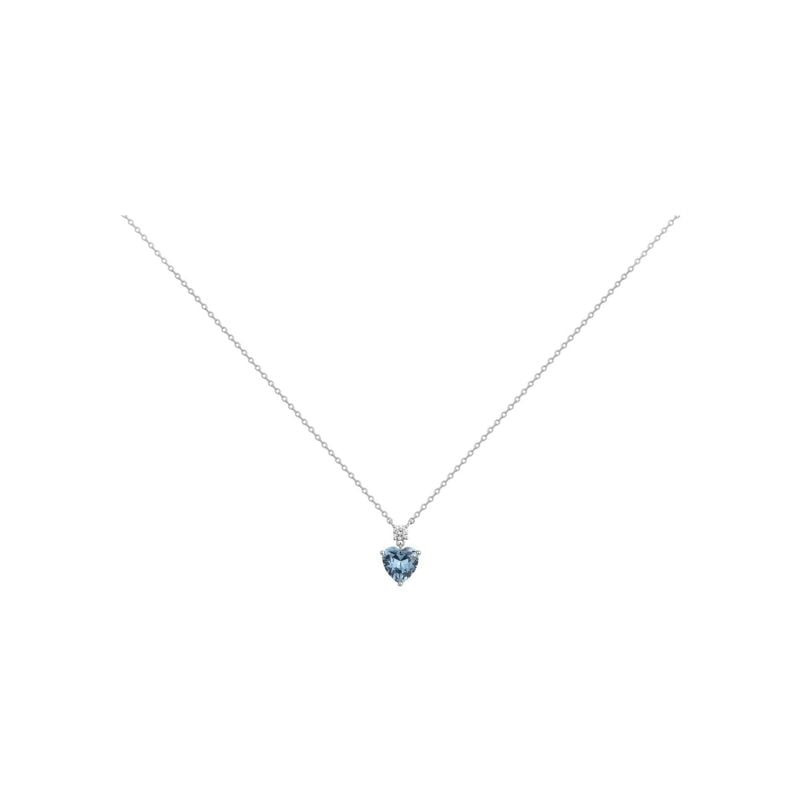 Collier femme Griffe Rouge pendentif cœur en oxyde de zirconium bleu topaze sur chaîne en argent 925