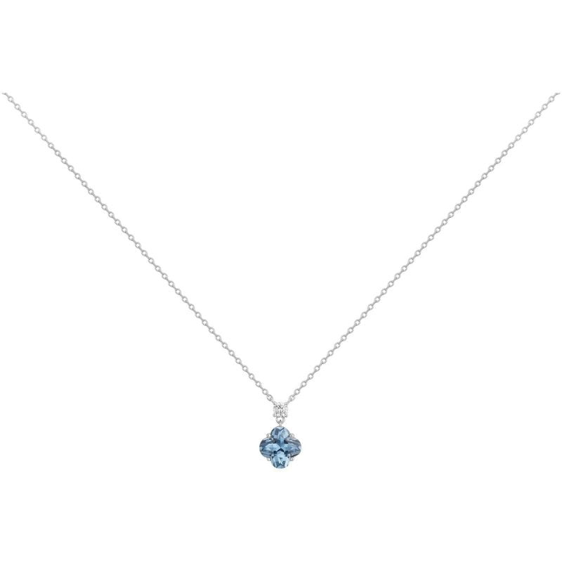Collier Griffe Rouge Pierre Bleu Topaze Argenté, packshot avec pierre bleue et oxydes de zirconium