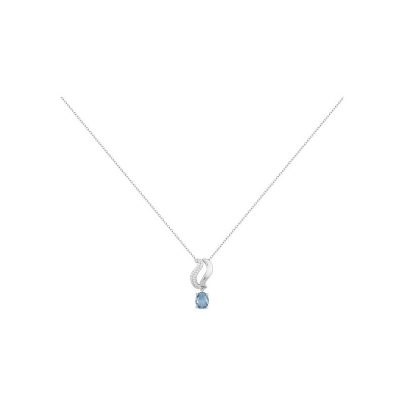 Collier Griffe Rouge en argent, pendentif ruban torsadé, pierre synthétique bleue ovale et oxydes de