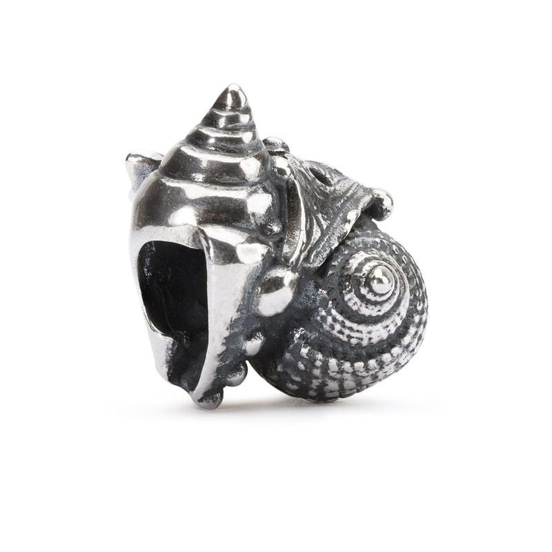 Breloque TROLLBEADS Conque d'amour en argent sterling, coquillage spiralé, bernacles et oxydation su