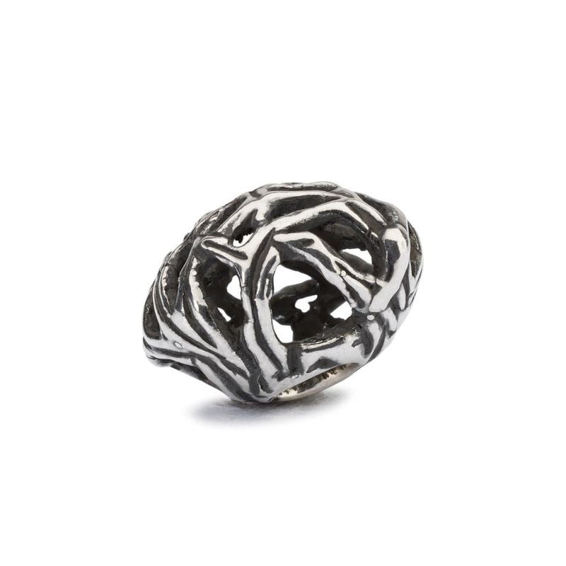 Perle de charme Trollbeads Étendue sauvage en argent sterling avec motif de branches ajourées sur fo