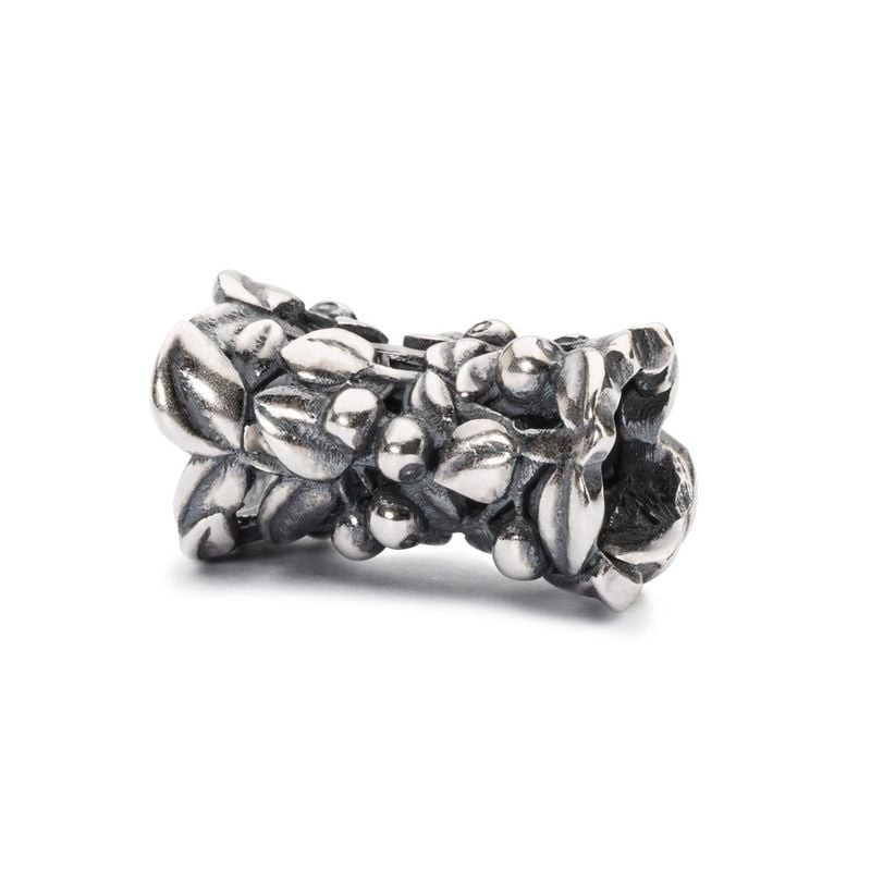 Packshot de la Perle Trollbeads Myrtilles Argentée en argent sterling 925 sur fond blanc.