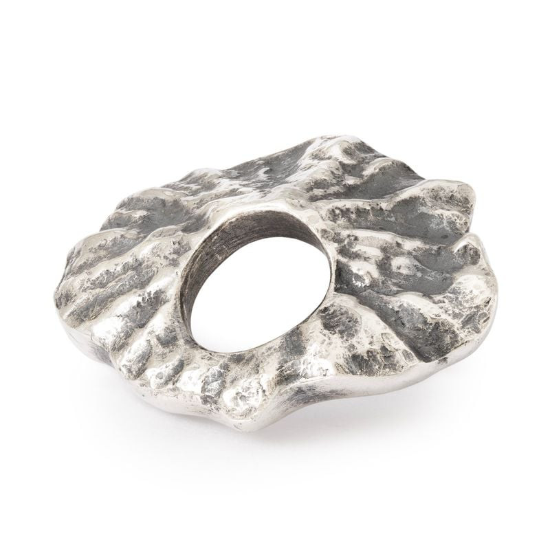 Perle charm Trollbeads Refuge des Perles en argent sterling, coquille d'huître avec côté lisse poli