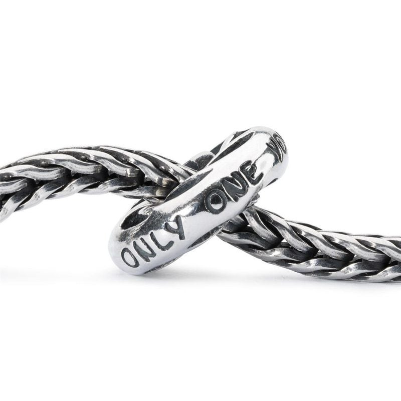 Détail de la Perle Trollbeads Tu Es Unique Argenté, argent sterling 925 avec message gravé