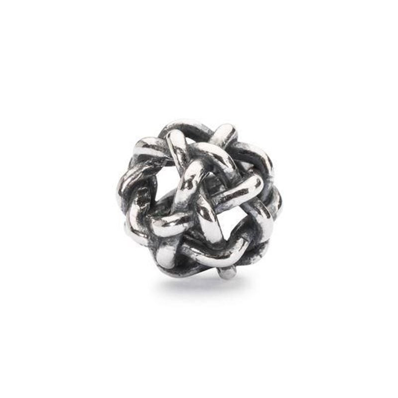 Perle Trollbeads Nuit étoilée en argent 925, motif nœud tissé entrelacé et finition oxydée