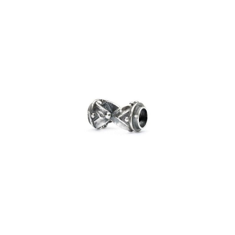Perle Trollbeads Sablier en argent sterling avec détails oxydés sur fond blanc