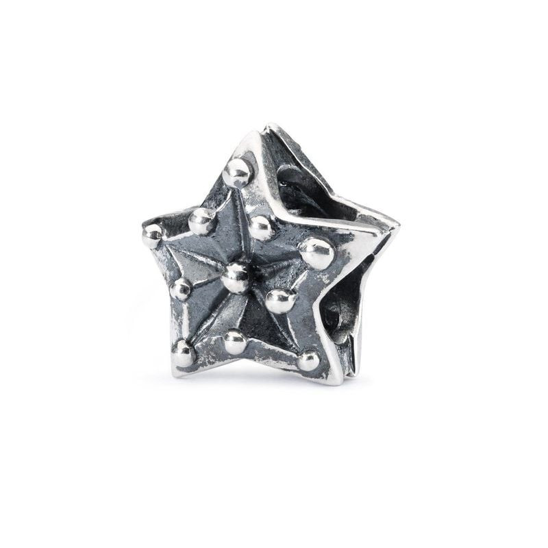 Vue arrière de la perle étoile Trollbeads Étoile de la pureté en argent sterling avec détails de poi
