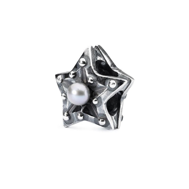Perle TROLLBEADS Étoile de la concentration en argent sterling avec perle grise.