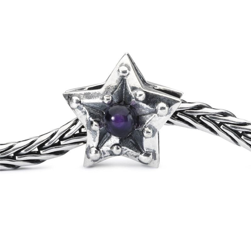 Perle Trollbeads Étoile du sang-froid Argenté en argent 925 et améthyste naturelle