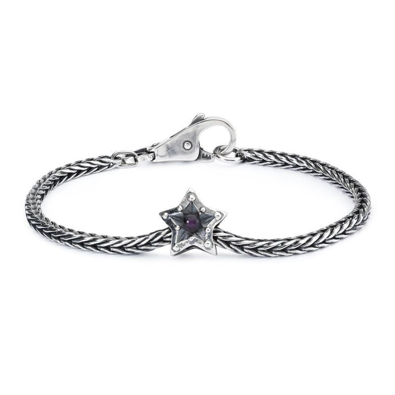 Image d'ambiance de la Perle Trollbeads Étoile du sang-froid Argenté, argent 925 et améthyste.