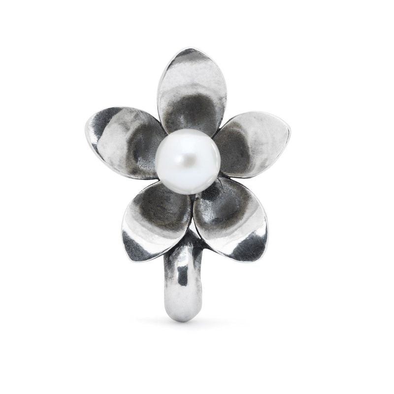 Packshot de la Perle Intercalaire Trollbeads Anémone Argenté, charm stopper en argent 925 avec perle