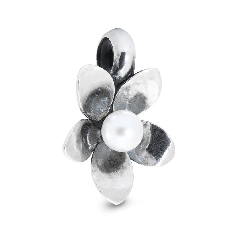 Packshot de la Perle Intercalaire Trollbeads Anémone Argenté, stopper en argent sterling et perle de