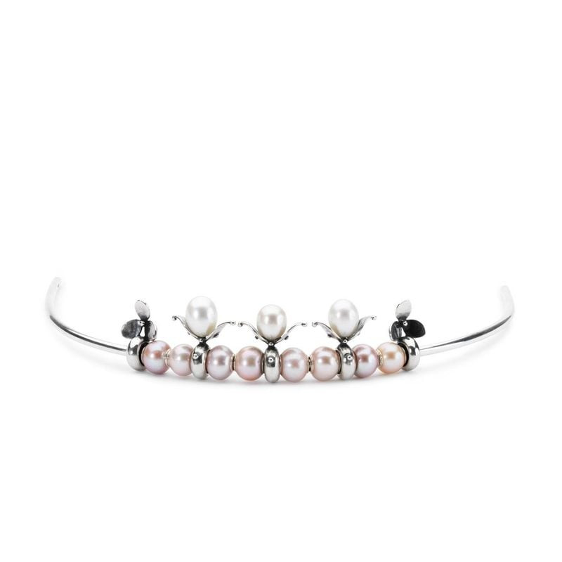 Bracelet en argent orné d’arrêtoirs TROLLBEADS Perle fleurie et de perles de culture roses