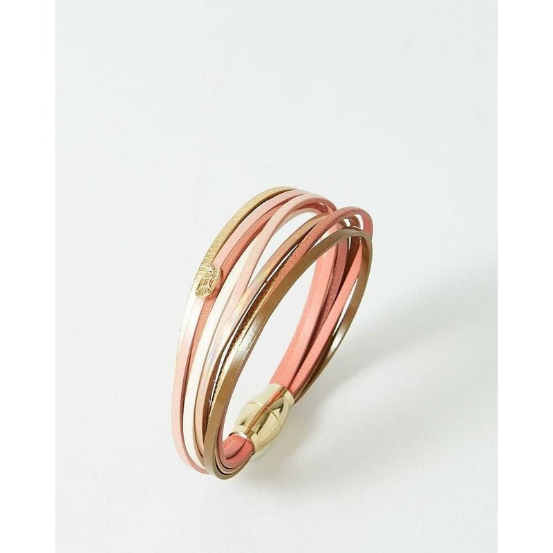 Bracelet cuir FLOWERSFORZOE Malicieux acier doré, fermoir magnétique, taille T2, packshot