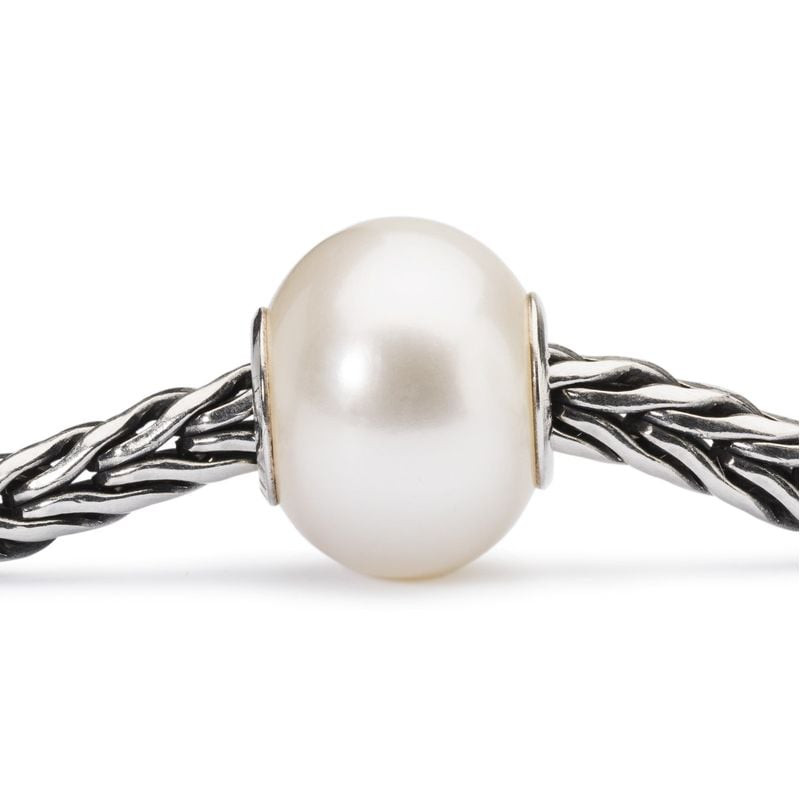 Perle Trollbeads Ronde Perle de Culture Blanche : charm en argent 925 et perle d'eau douce