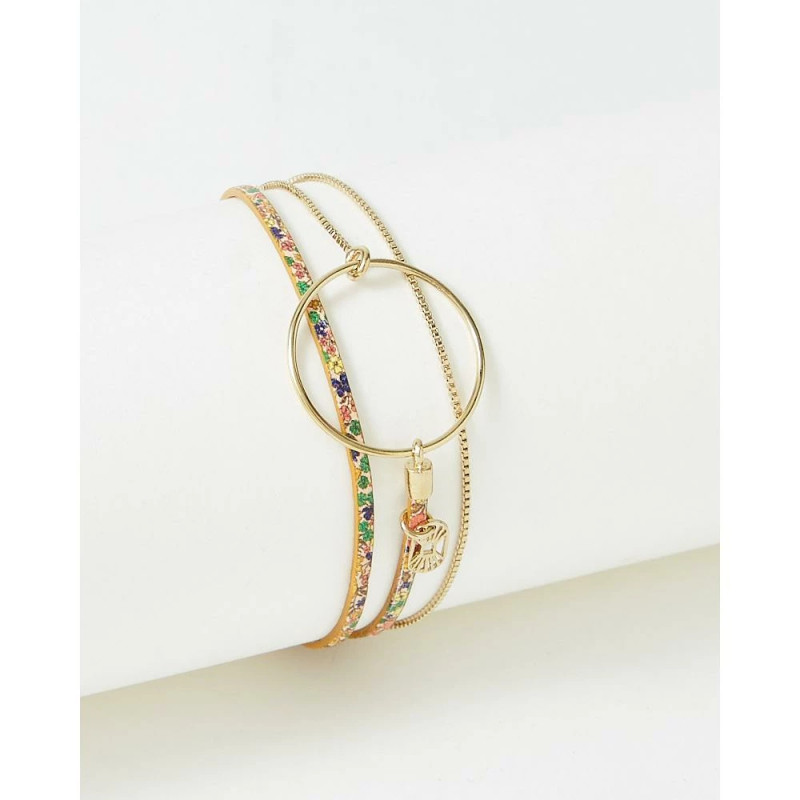 Bracelet cuir FLOWERSFORZOE collection nolah acier doré