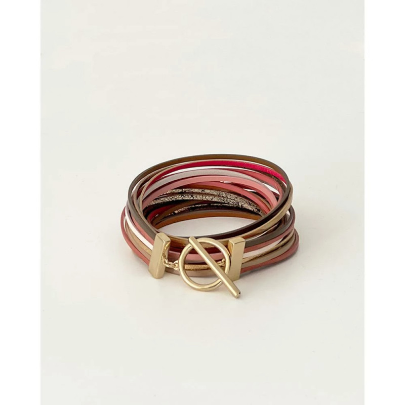 Bracelet cuir FLOWERSFORZOE collection Starsky acier doré