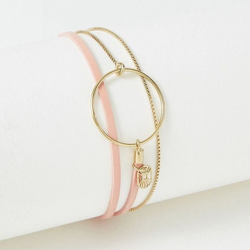Bracelet cuir FLOWERSFORZOE collection Nolah acier doré